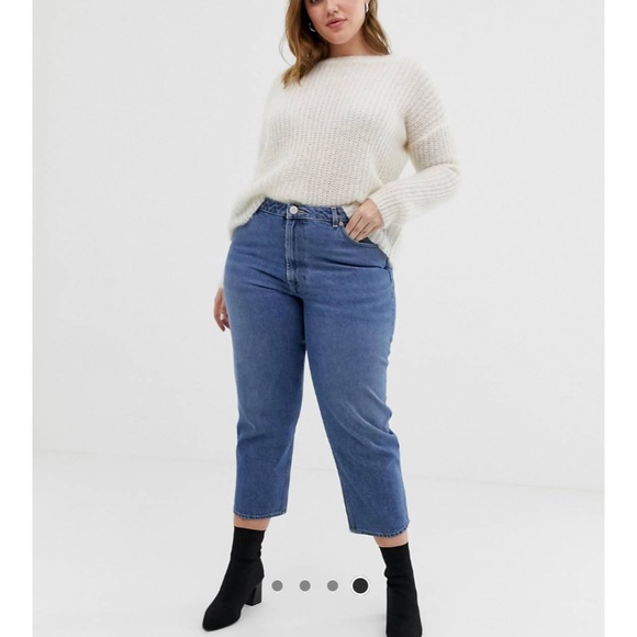 ASOS DESIGN Curve Florence authentic straight leg jeans in mid vintage blue - Picture 1 of 4